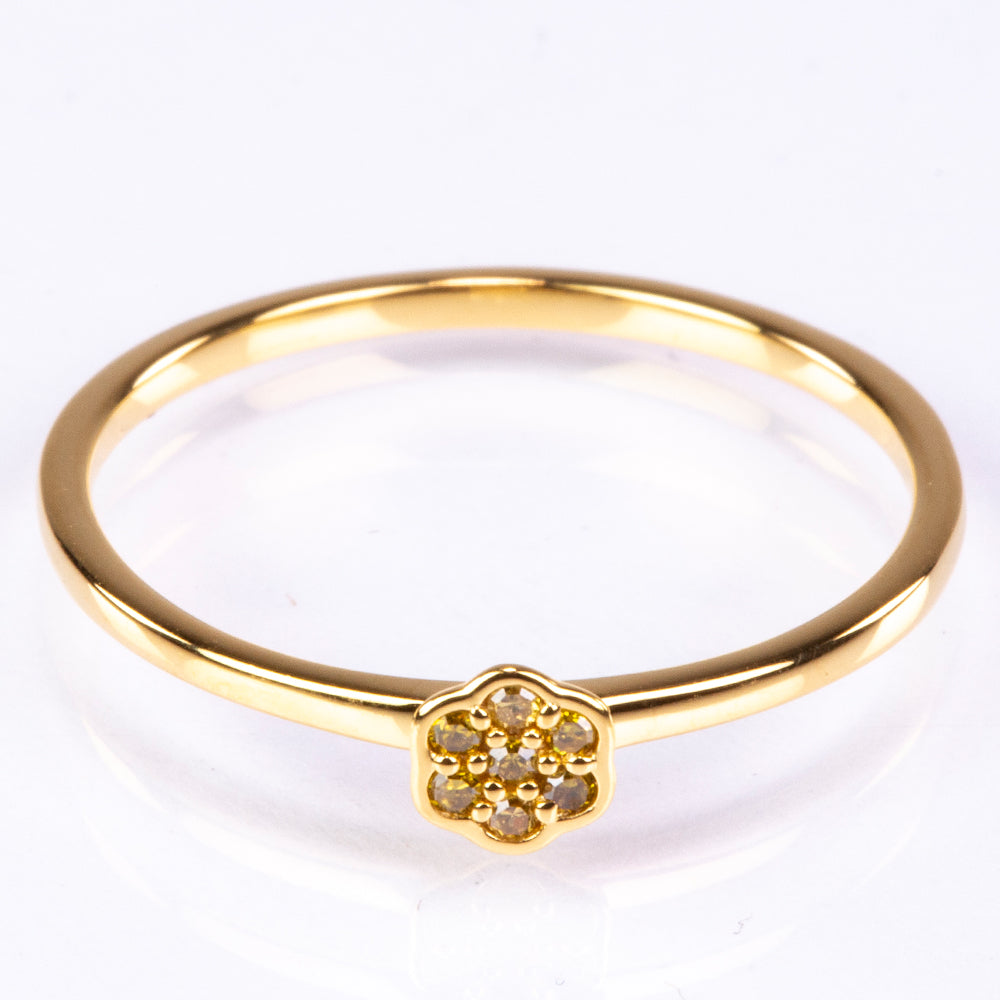 Pozlacené Stříbro 925/1000 - Prsten s Veronský zelený diamantem - Karátové číslo: 0.05. přibližná hmotnost: 1.03 gramů