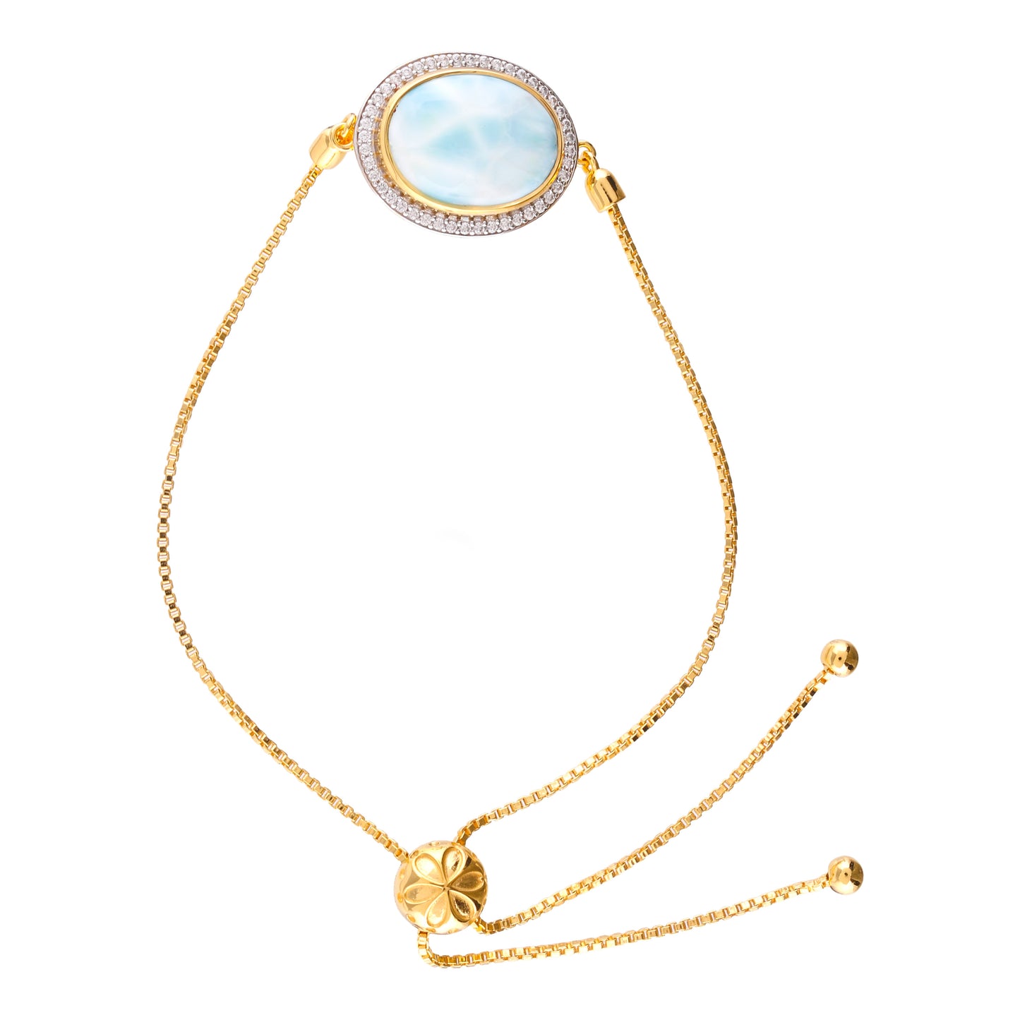 Pozlacený Stříbrný Náramek s Larimarem a Přírodním Zirkonem