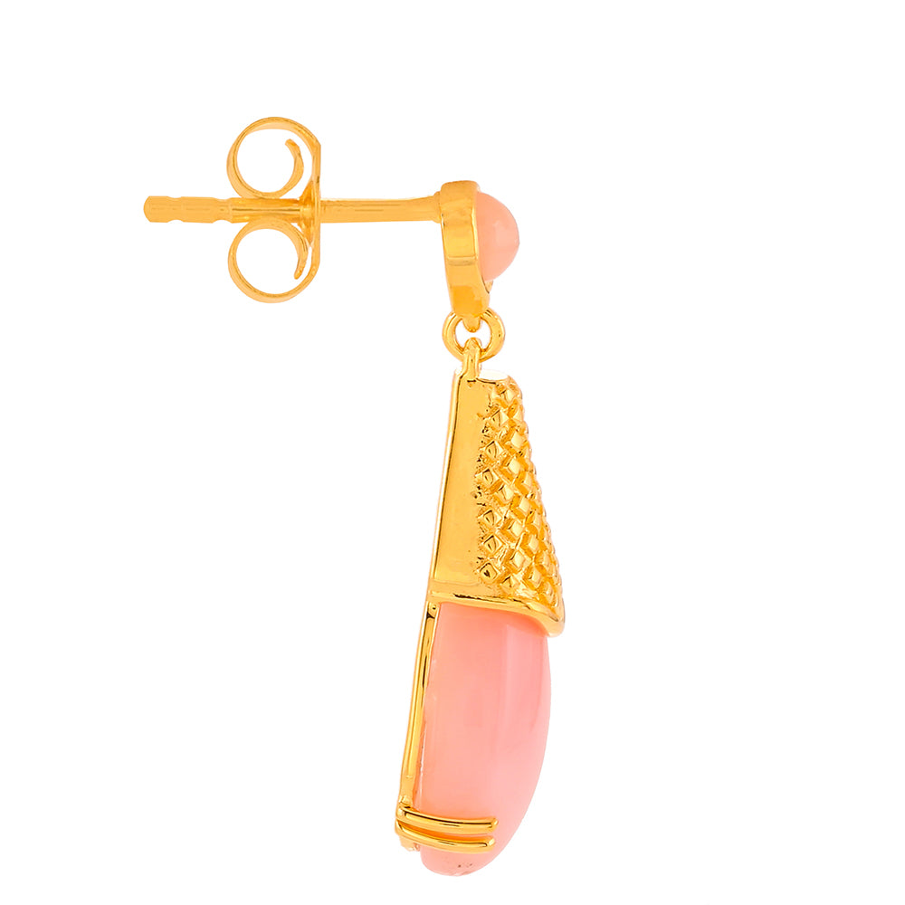 Pozlacené Stříbrné Náušnice s Růžovým Opálem