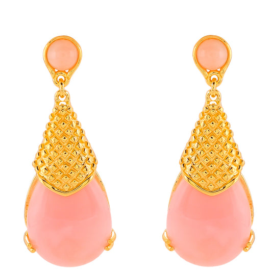 Pozlacené Stříbrné Náušnice s Růžovým Opálem