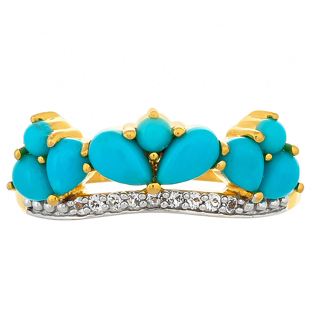 Pozlacené Stříbro 925/1000 - Prsten s Tyrkysem Sleeping Beauty - Karátové číslo: 1.29. přibližná hmotnost: 3.09 gramů