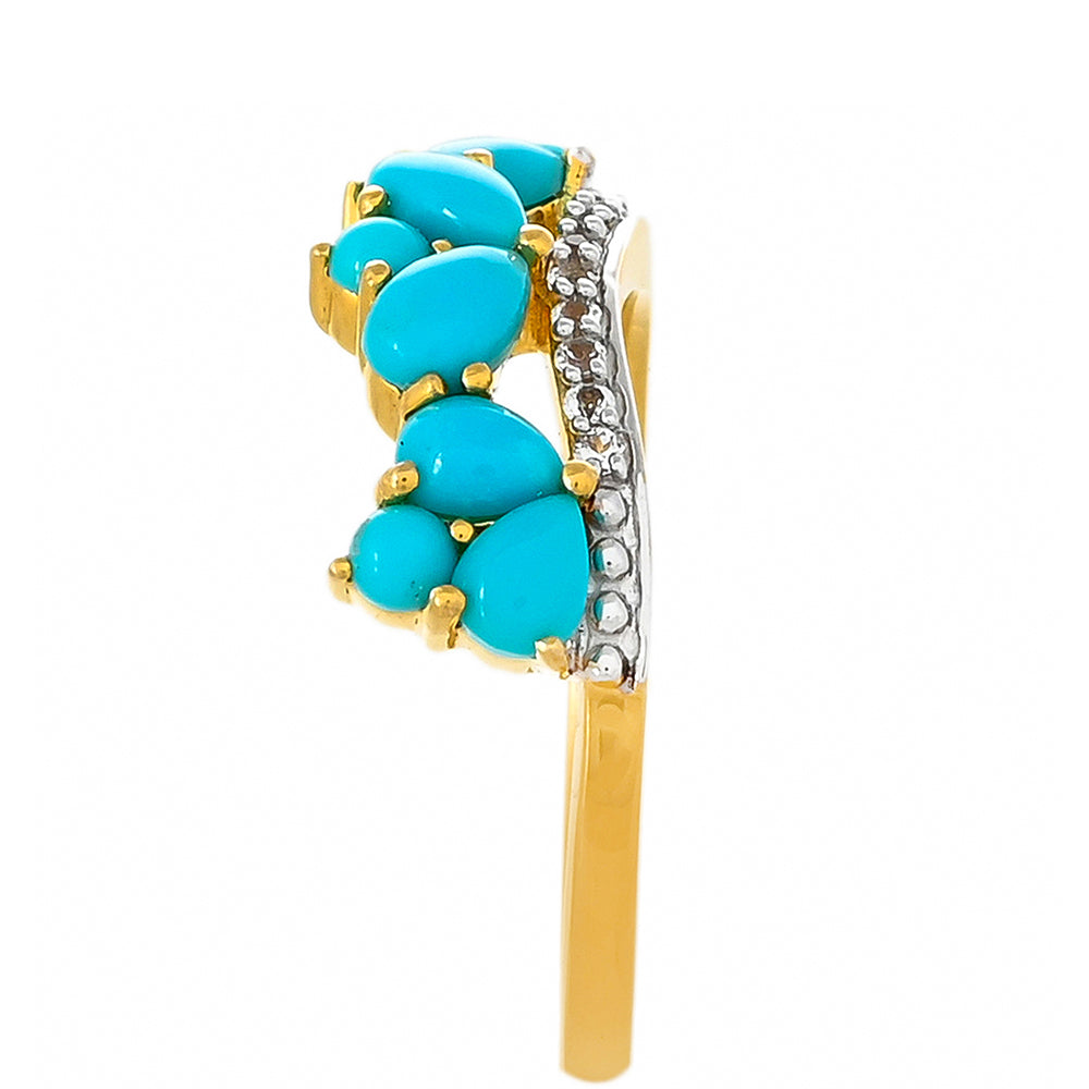 Pozlacené Stříbro 925/1000 - Prsten s Tyrkysem Sleeping Beauty - Karátové číslo: 1.29. přibližná hmotnost: 3.09 gramů 3 