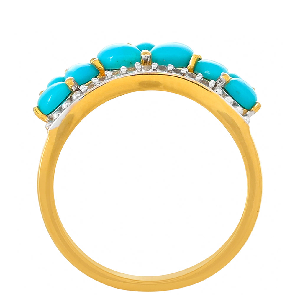 Pozlacené Stříbro 925/1000 - Prsten s Tyrkysem Sleeping Beauty - Karátové číslo: 1.29. přibližná hmotnost: 3.09 gramů 4 