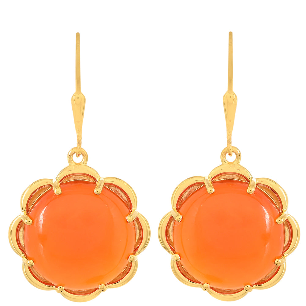 Pozlacené Stříbrné Náušnice s Karneolem