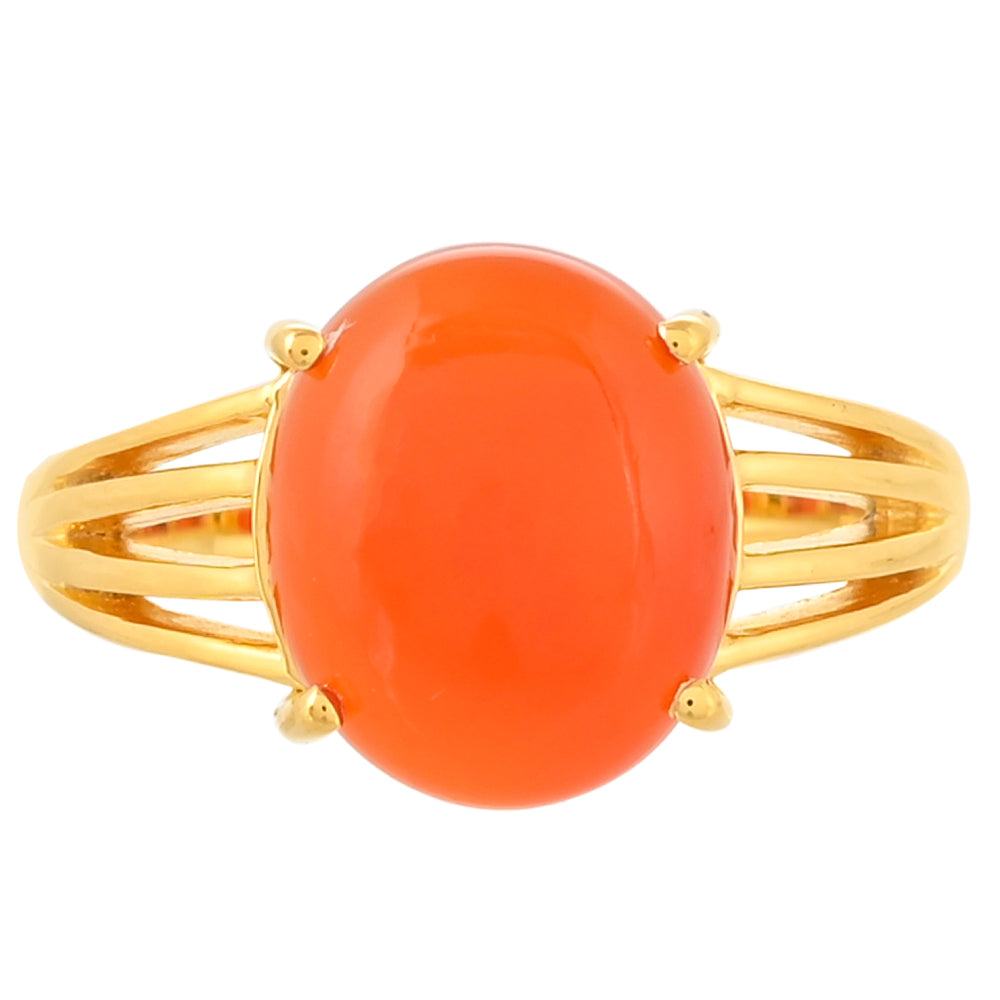 Pozlacené Stříbro 925/1000 - Prsten s Karneolem - Karátové číslo: 4.64. přibližná hmotnost: 3.84 gramů