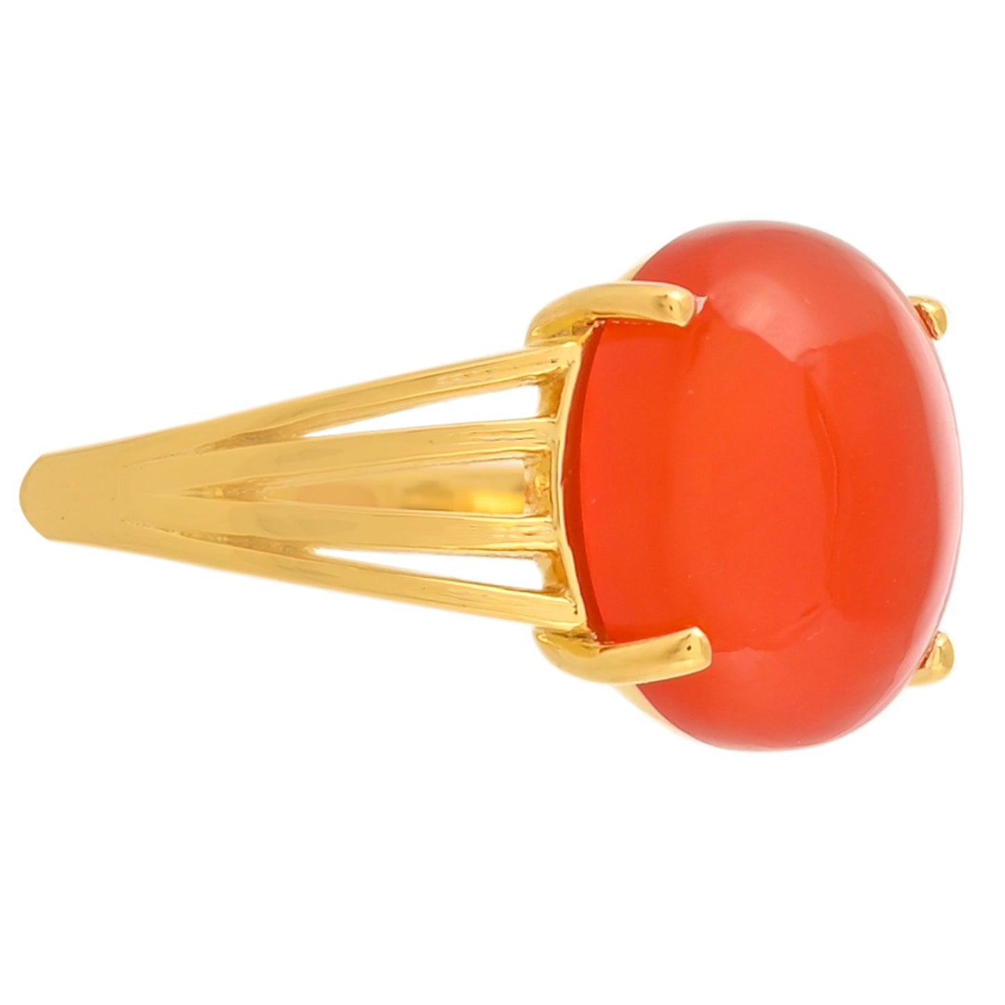 Pozlacené Stříbro 925/1000 - Prsten s Karneolem - Karátové číslo: 4.64. přibližná hmotnost: 3.84 gramů