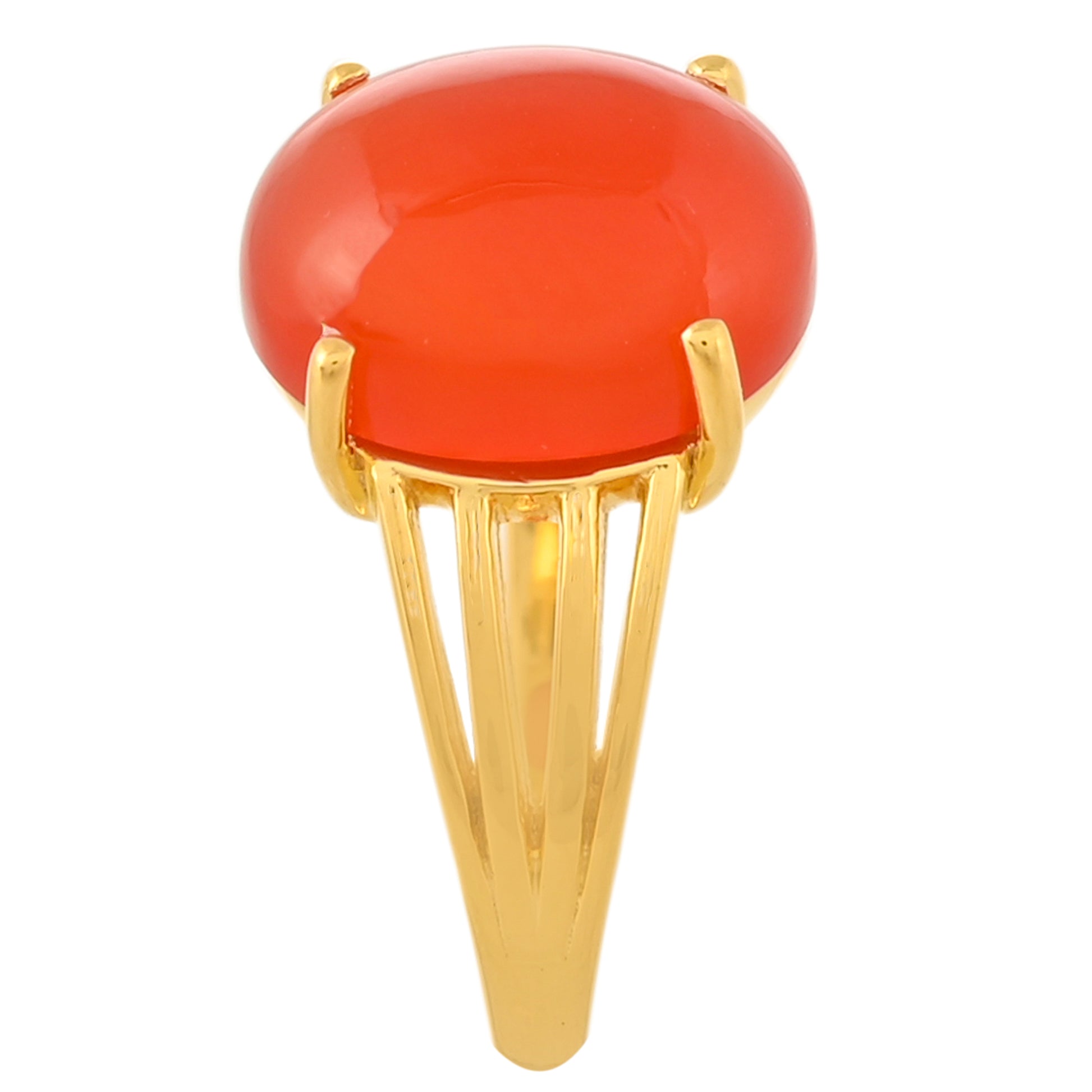 Pozlacené Stříbro 925/1000 - Prsten s Karneolem - Karátové číslo: 4.64. přibližná hmotnost: 3.84 gramů 3 