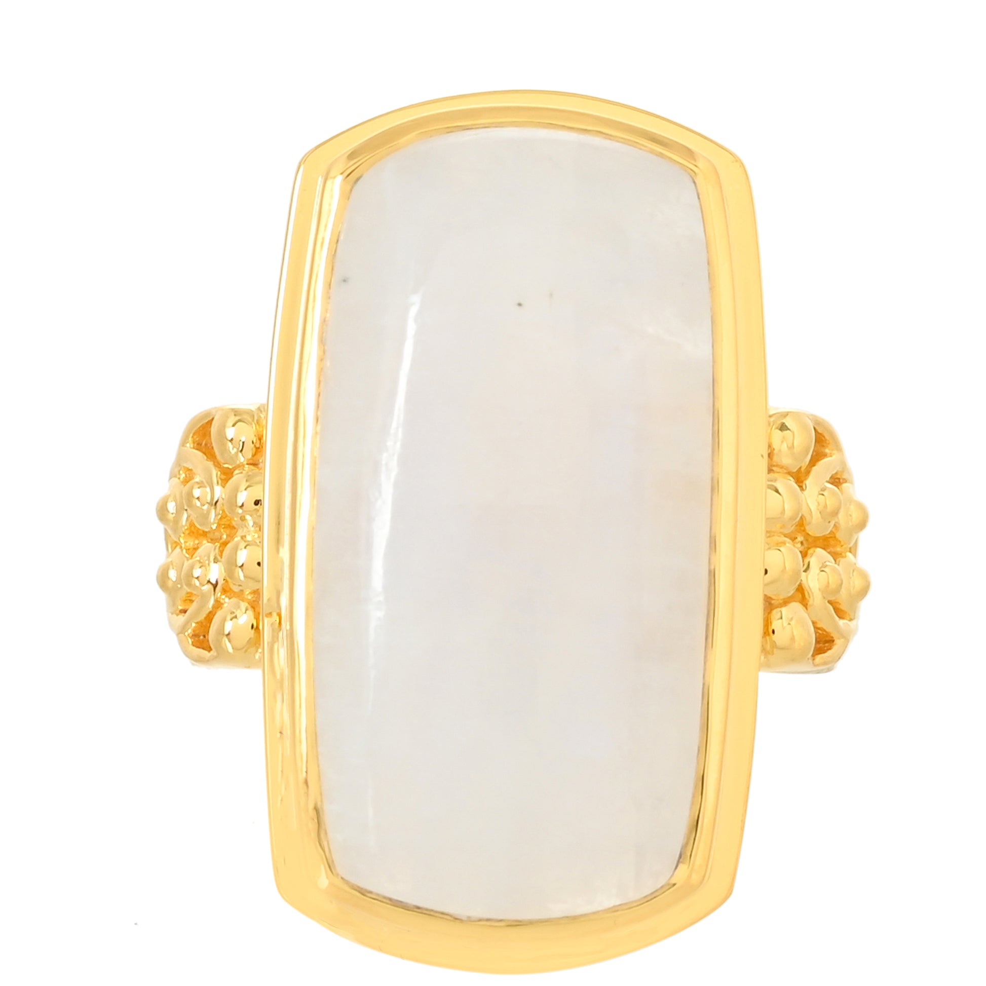 Pozlacený Stříbrný Prsten s Duhovým Měsíčním Kamenem 1 