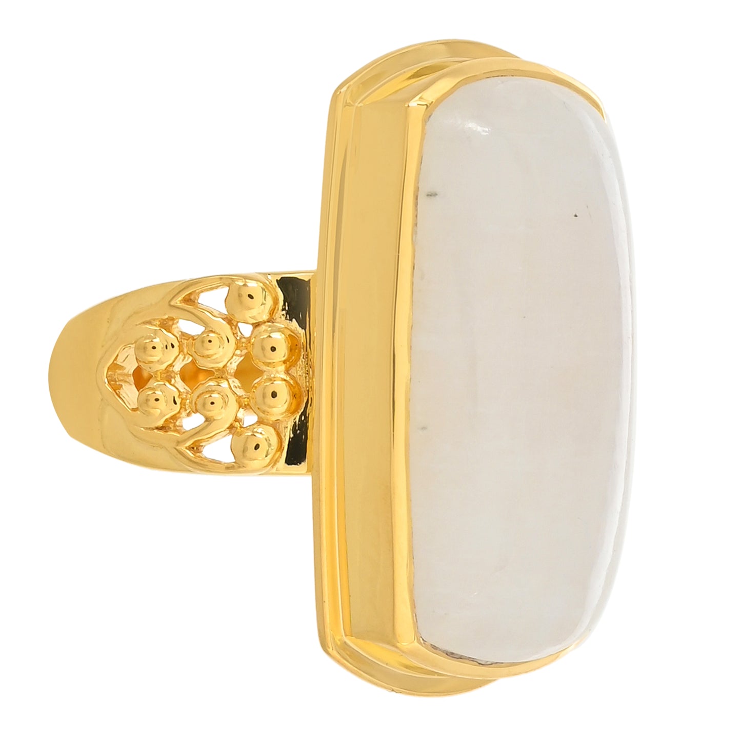 Pozlacený Stříbrný Prsten s Duhovým Měsíčním Kamenem