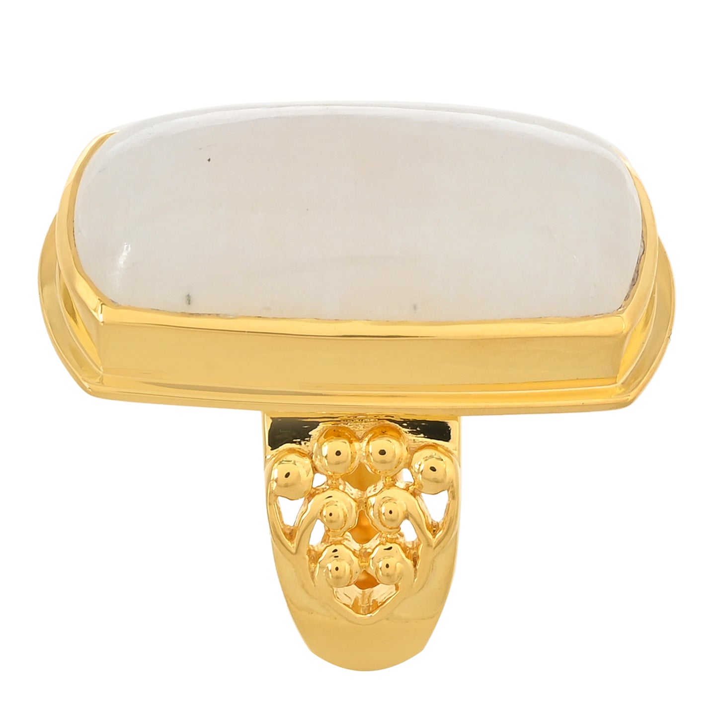 Pozlacený Stříbrný Prsten s Duhovým Měsíčním Kamenem