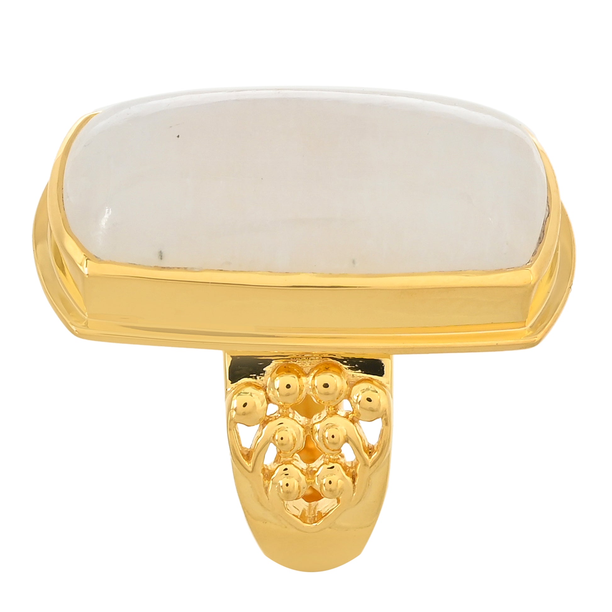 Pozlacený Stříbrný Prsten s Duhovým Měsíčním Kamenem 3 