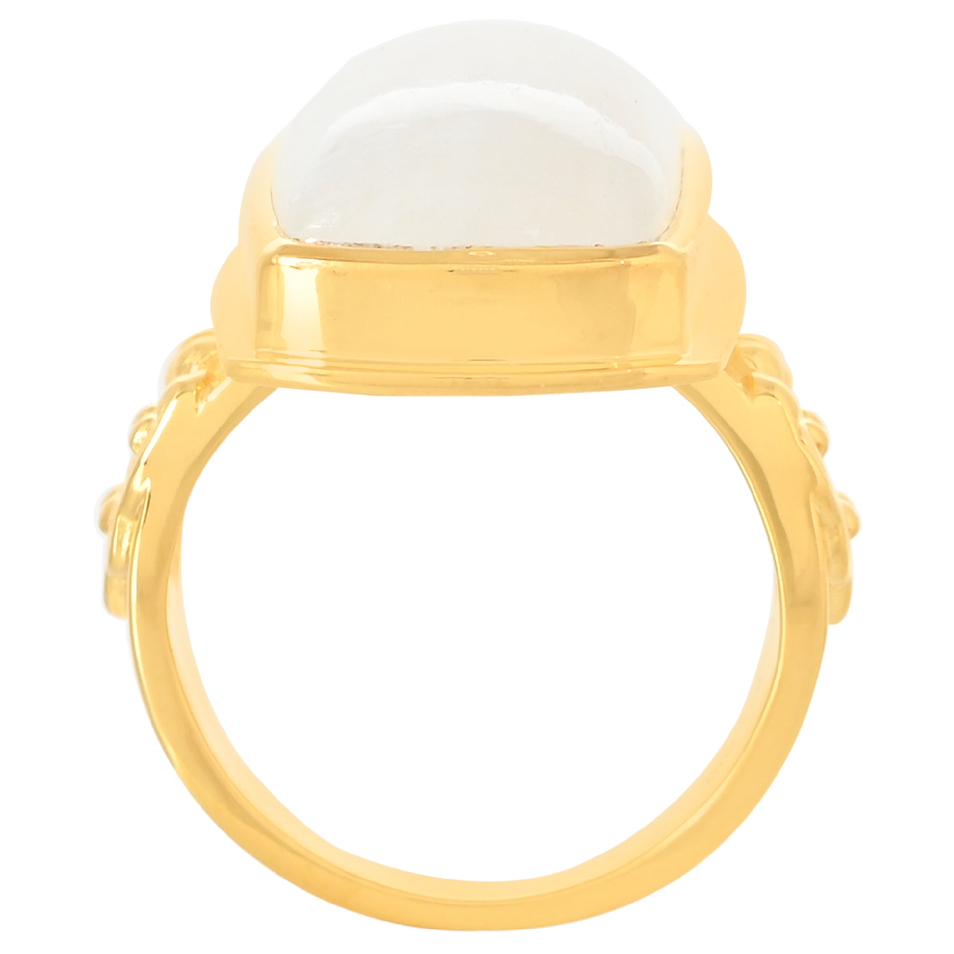 Pozlacený Stříbrný Prsten s Duhovým Měsíčním Kamenem 4 