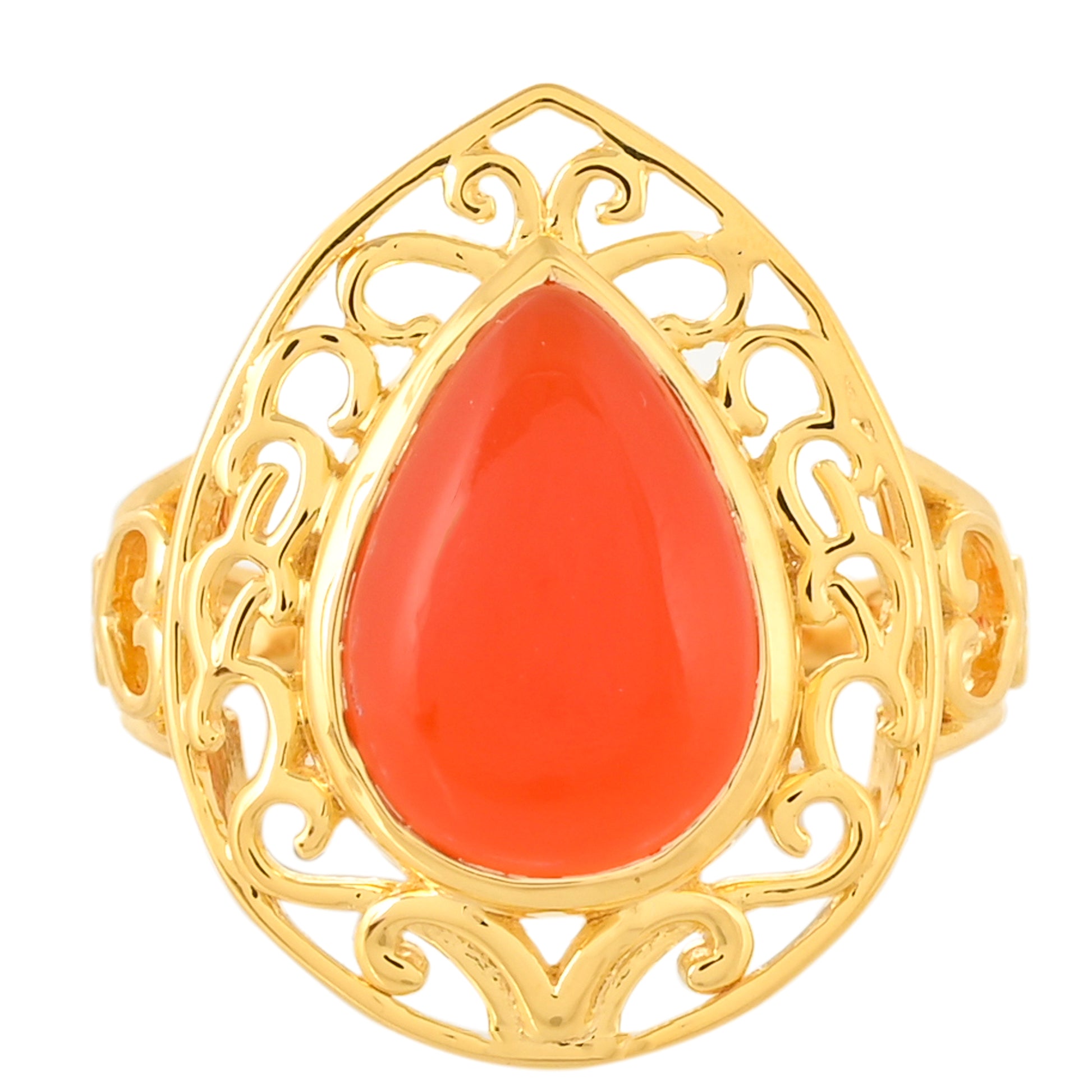 Pozlacený Stříbrný Prsten s Karneolem 1 