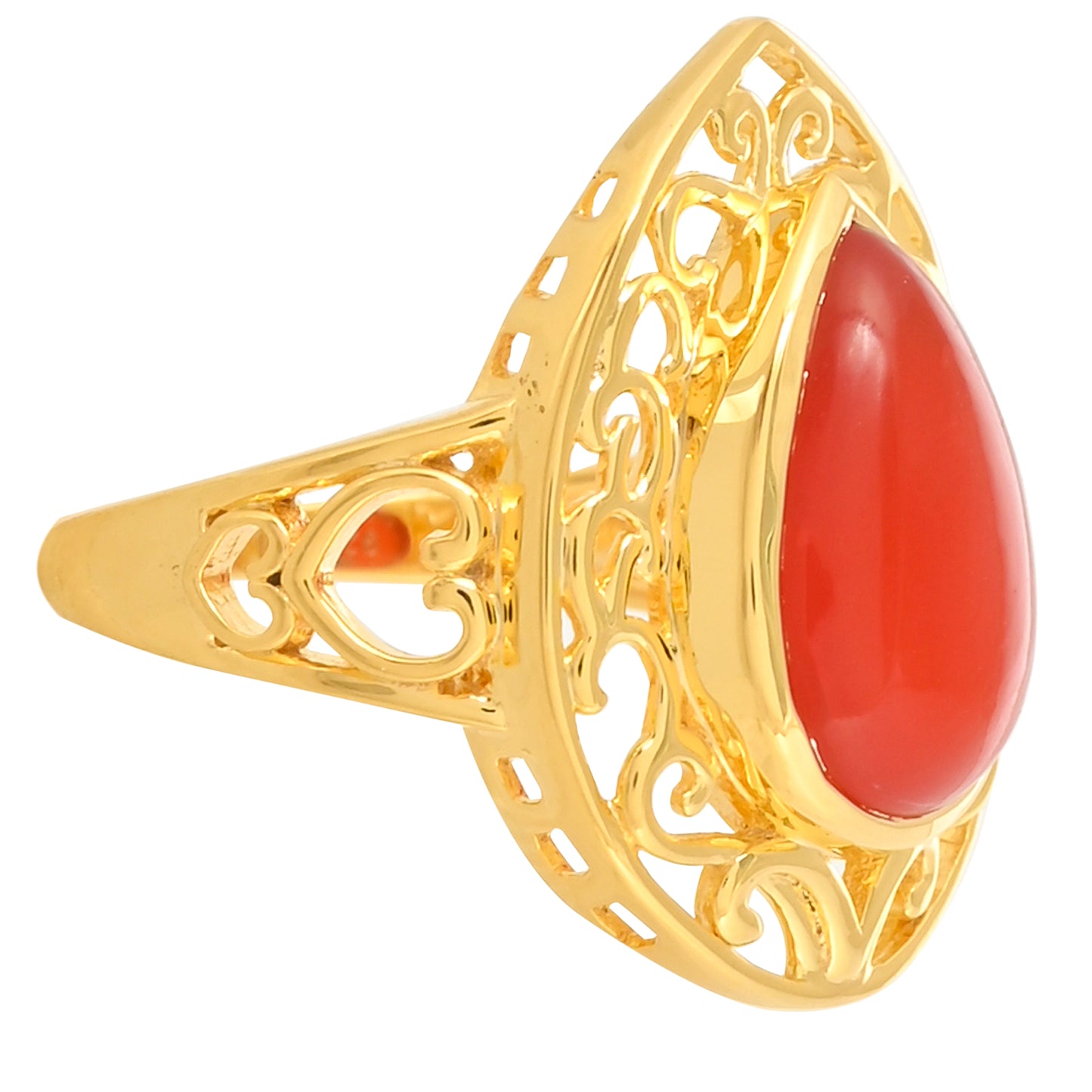 Pozlacený Stříbrný Prsten s Karneolem