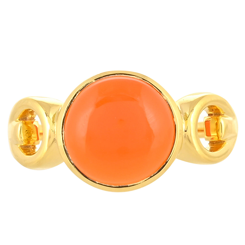 Pozlacené Stříbro 925/1000 - Prsten s Karneolem - Karátové číslo: 3.73. přibližná hmotnost: 3.75 gramů 1 