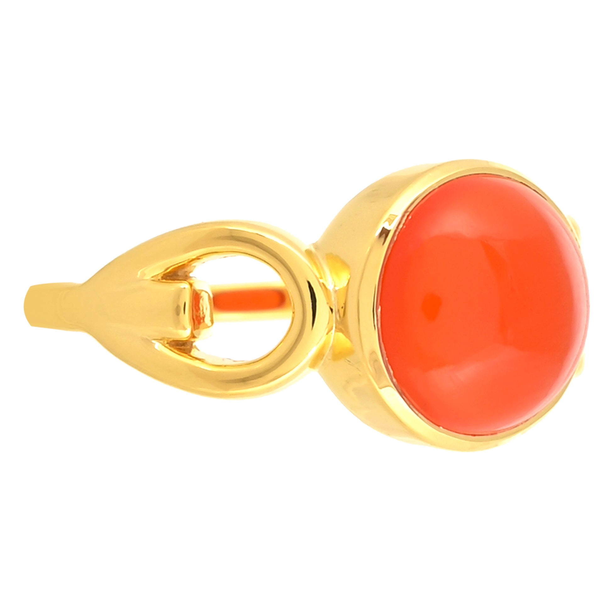 Pozlacené Stříbro 925/1000 - Prsten s Karneolem - Karátové číslo: 3.73. přibližná hmotnost: 3.75 gramů 2 