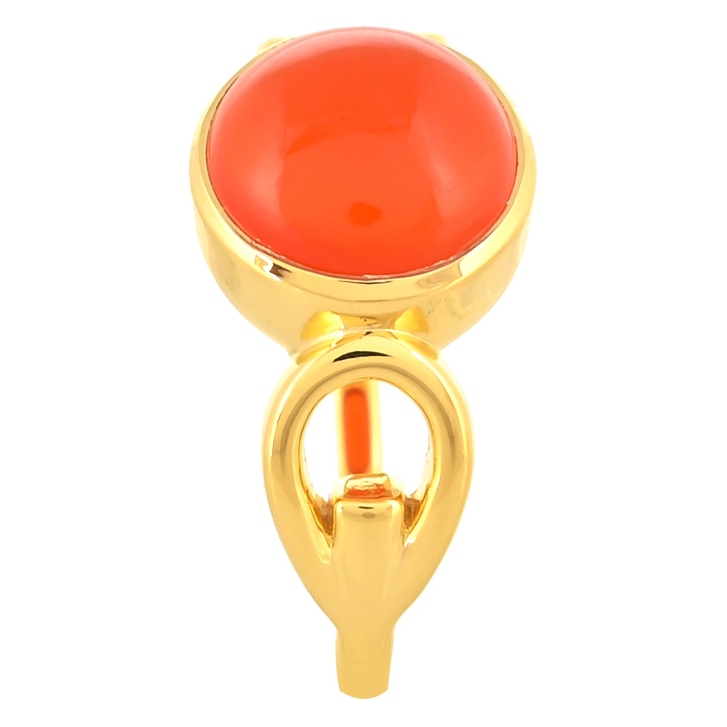 Pozlacené Stříbro 925/1000 - Prsten s Karneolem - Karátové číslo: 3.73. přibližná hmotnost: 3.75 gramů