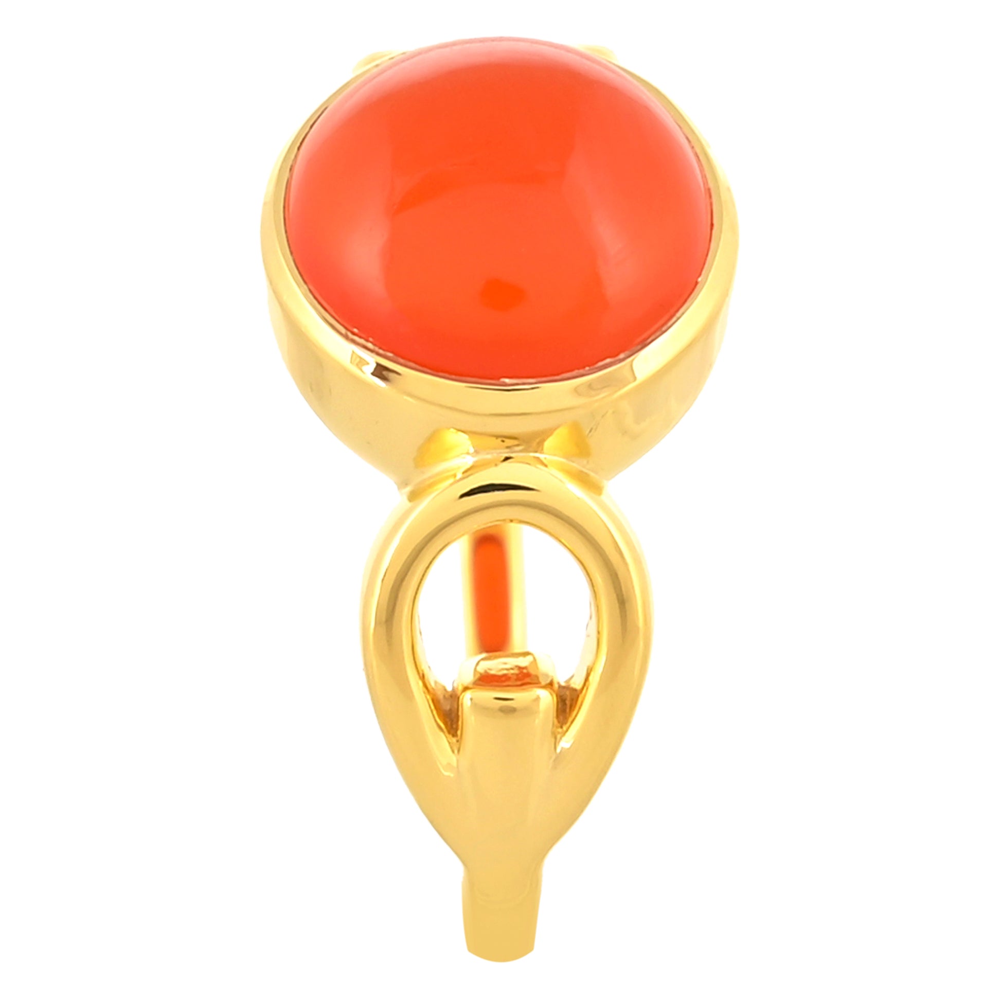 Pozlacené Stříbro 925/1000 - Prsten s Karneolem - Karátové číslo: 3.73. přibližná hmotnost: 3.75 gramů 3 