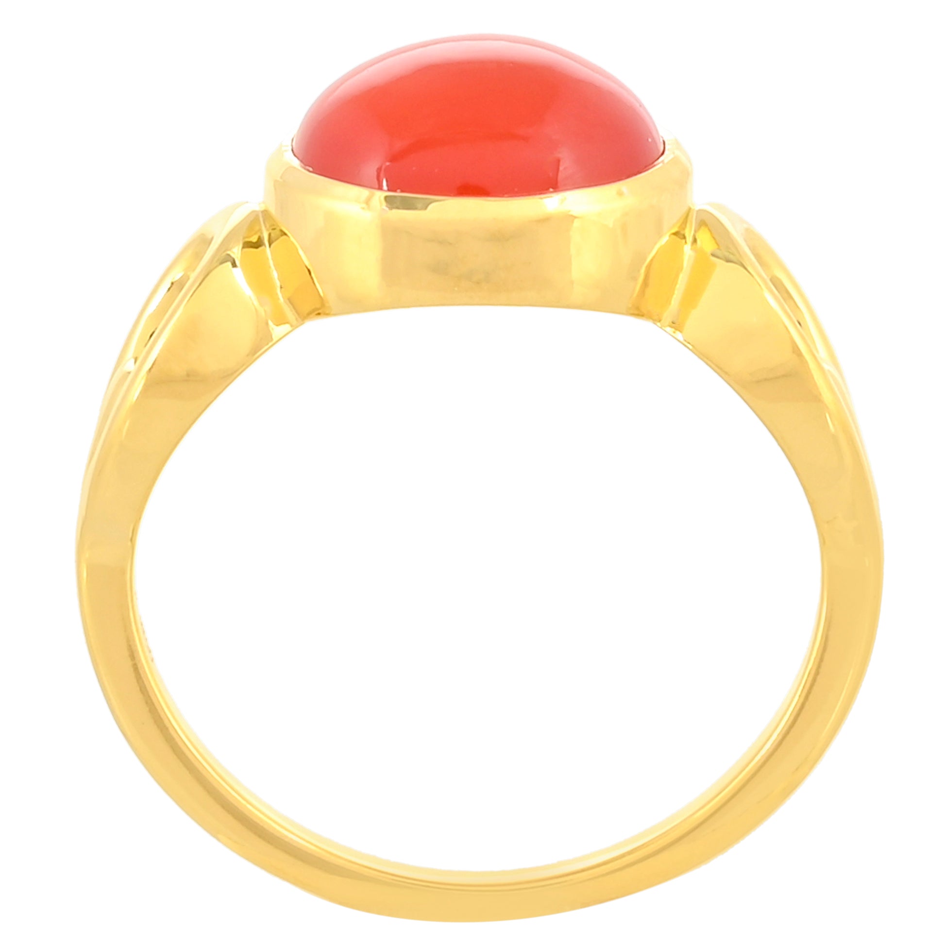 Pozlacené Stříbro 925/1000 - Prsten s Karneolem - Karátové číslo: 3.73. přibližná hmotnost: 3.75 gramů 4 