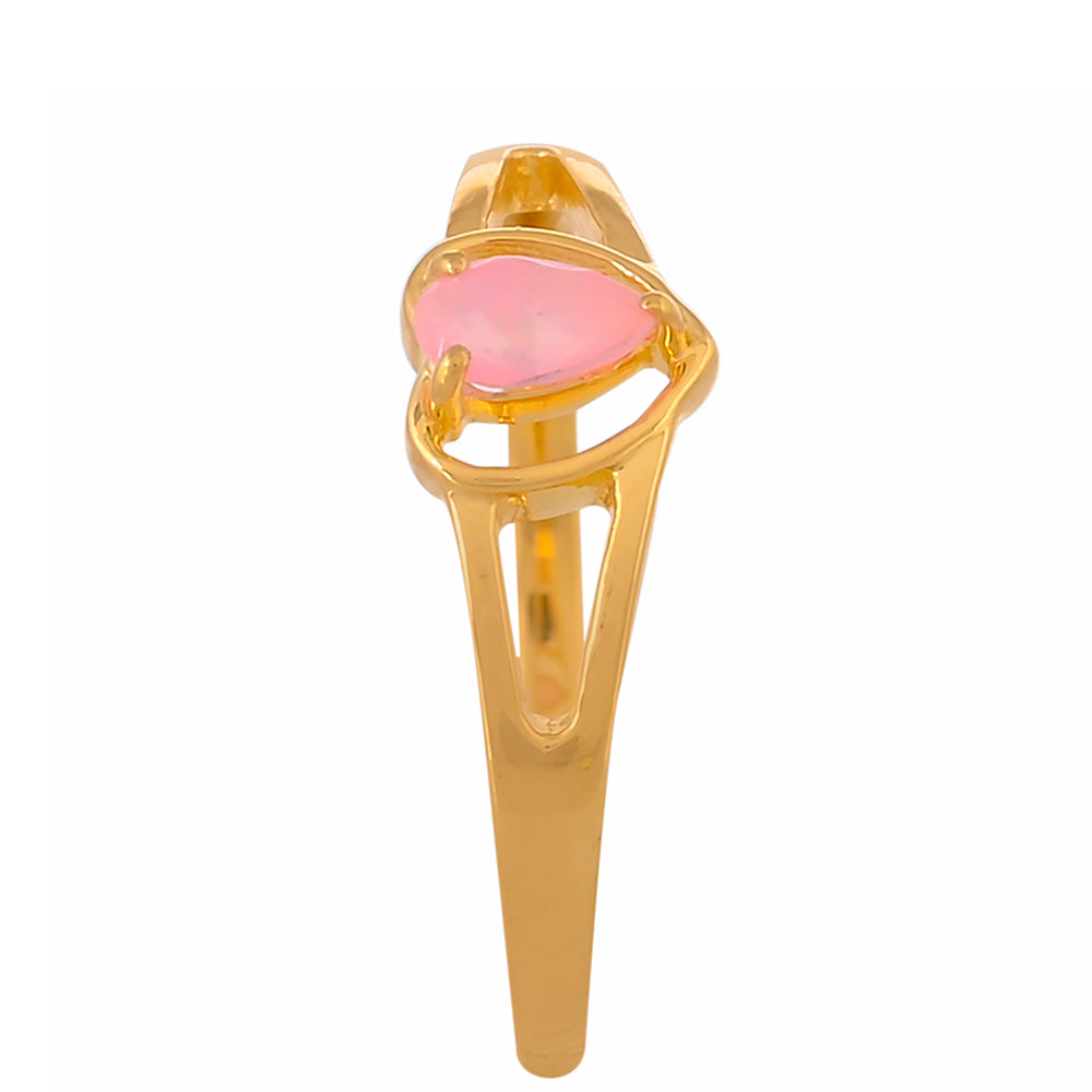 Pozlacený Stříbrný Prsten s Etiopským Neónově Růžovým Opálem 2 