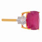 Pozlacené Stříbro 925/1000 - Prsten s Madagaskarským Rubínem a Bílým Topazem - Karátové číslo: 8.75. přibližná hmotnost: 4.65 gramů