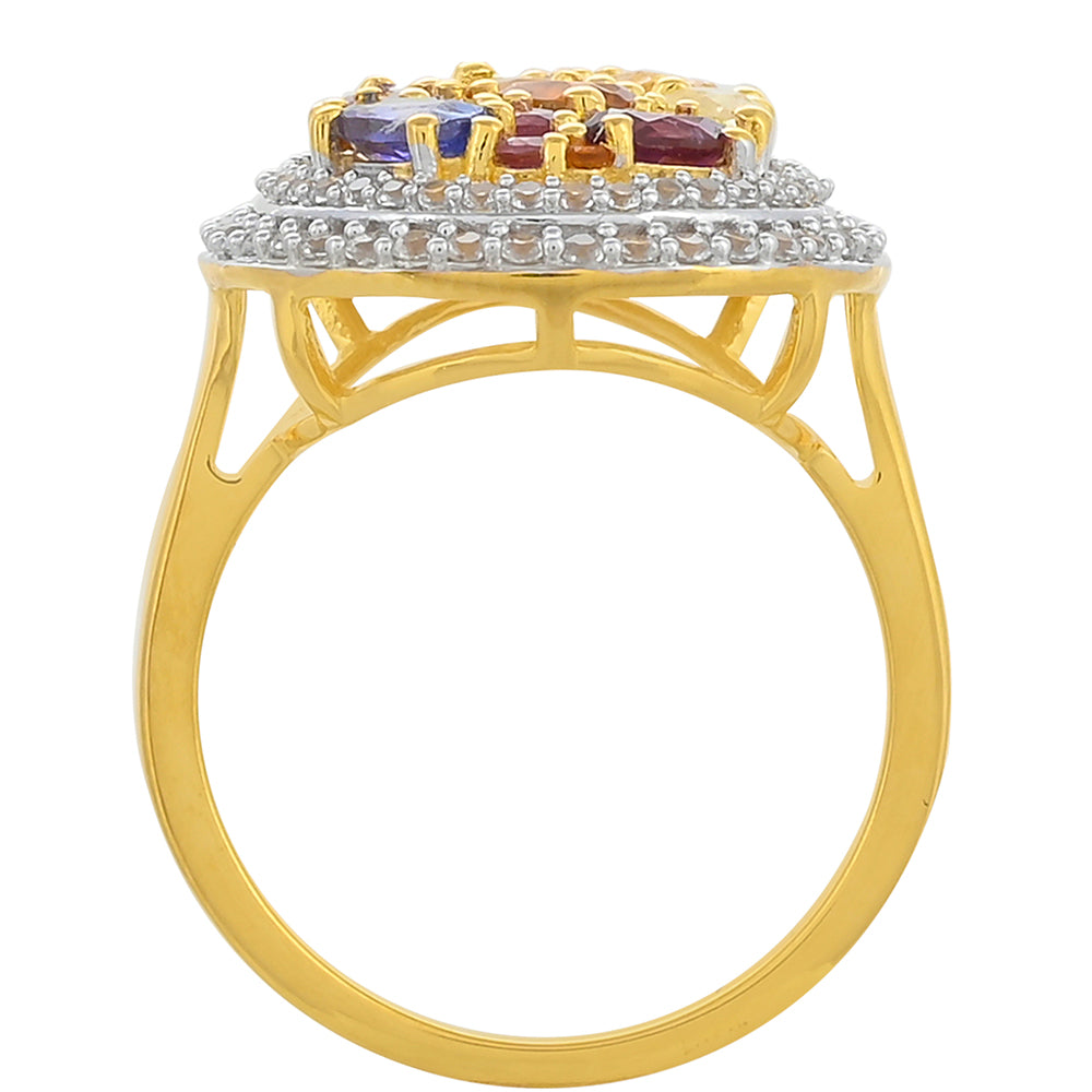 Pozlacený Stříbrný Prsten s Tanzanitem a Rhodolitovým Granátem 4 