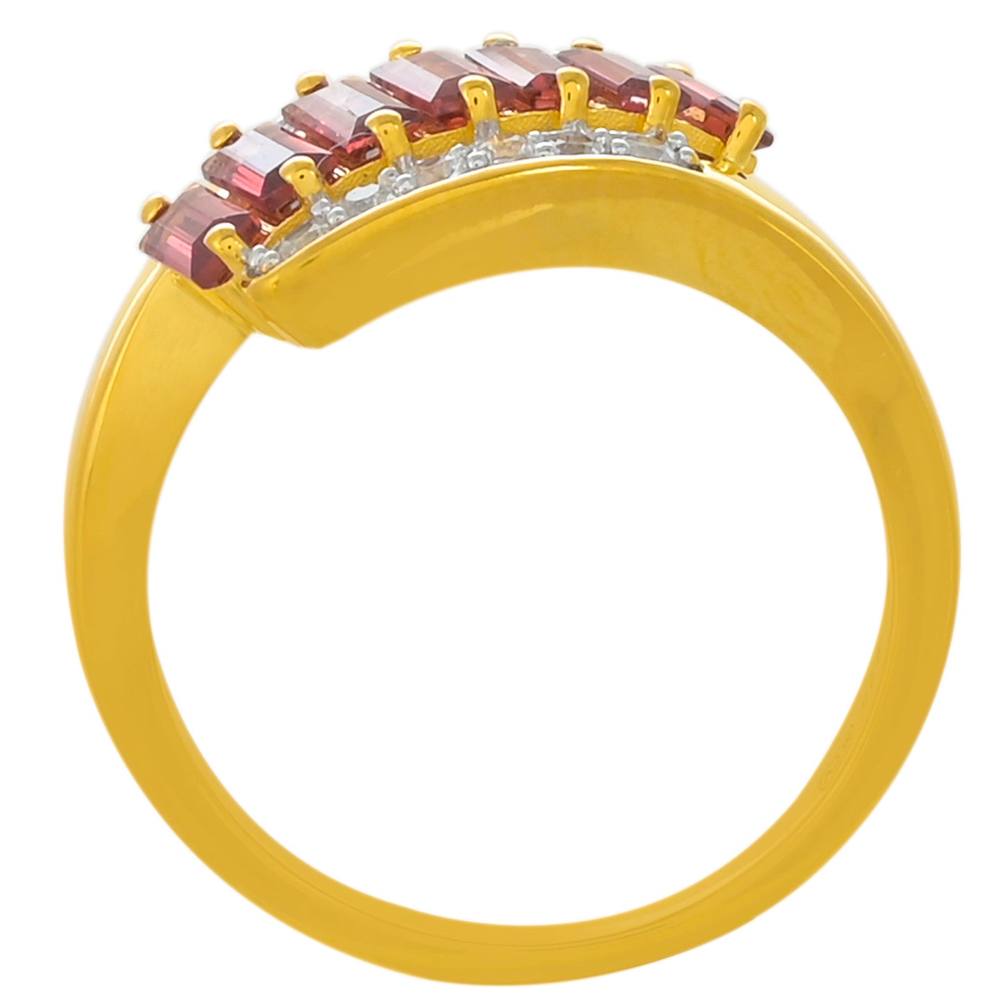 Pozlacený Stříbrný Prsten s Rhodolitovým Granátem a Bílým Topazem