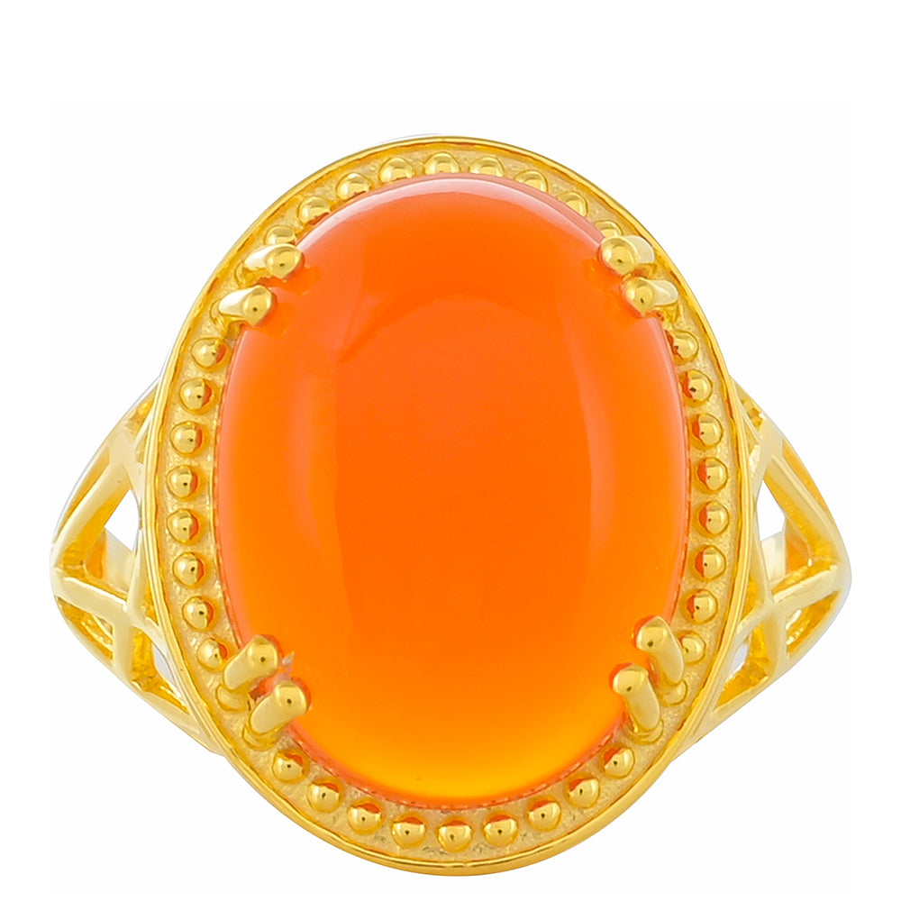 Pozlacený Stříbrný Prsten s Karneolem