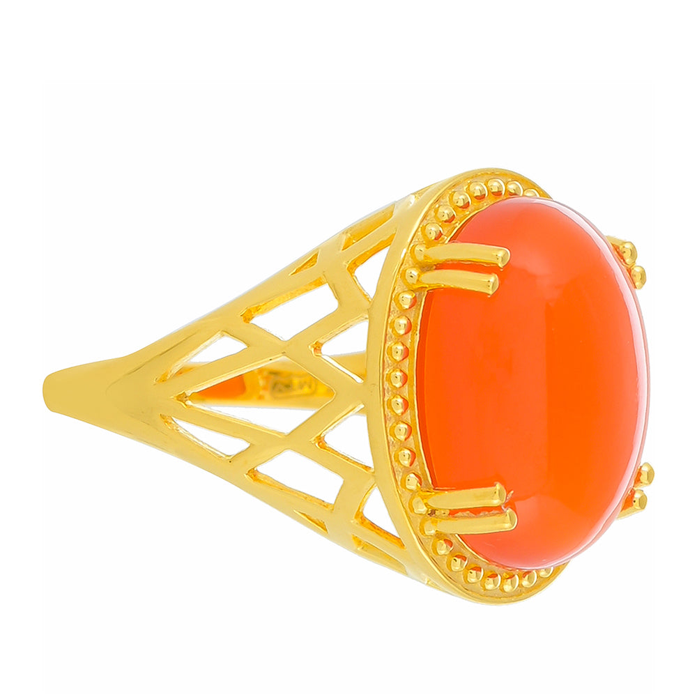 Pozlacený Stříbrný Prsten s Karneolem 2 