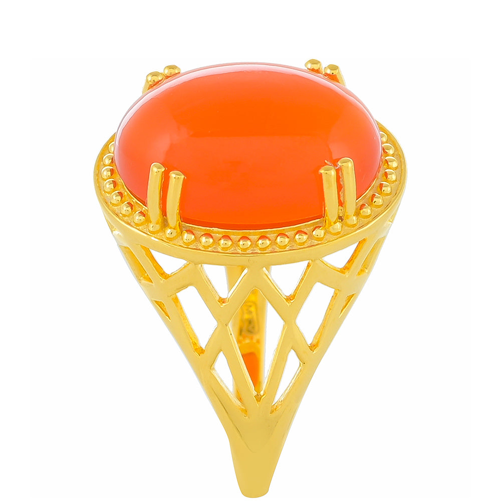 Pozlacený Stříbrný Prsten s Karneolem 3 