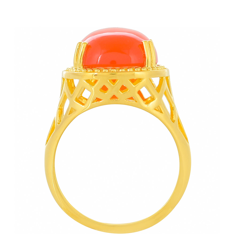 Pozlacený Stříbrný Prsten s Karneolem