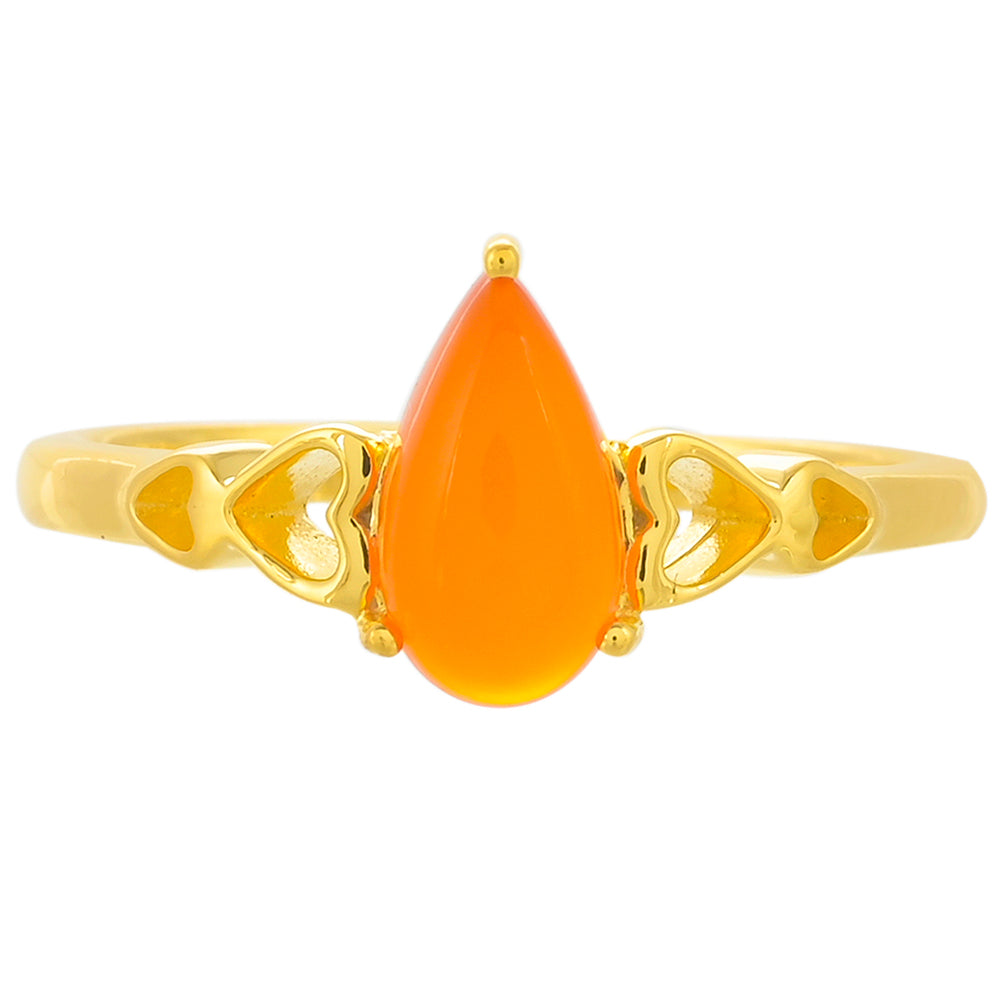 Pozlacené Stříbro 925/1000 - Prsten s Karneolem - Karátové číslo: 1.01. přibližná hmotnost: 2.28 gramů 1 