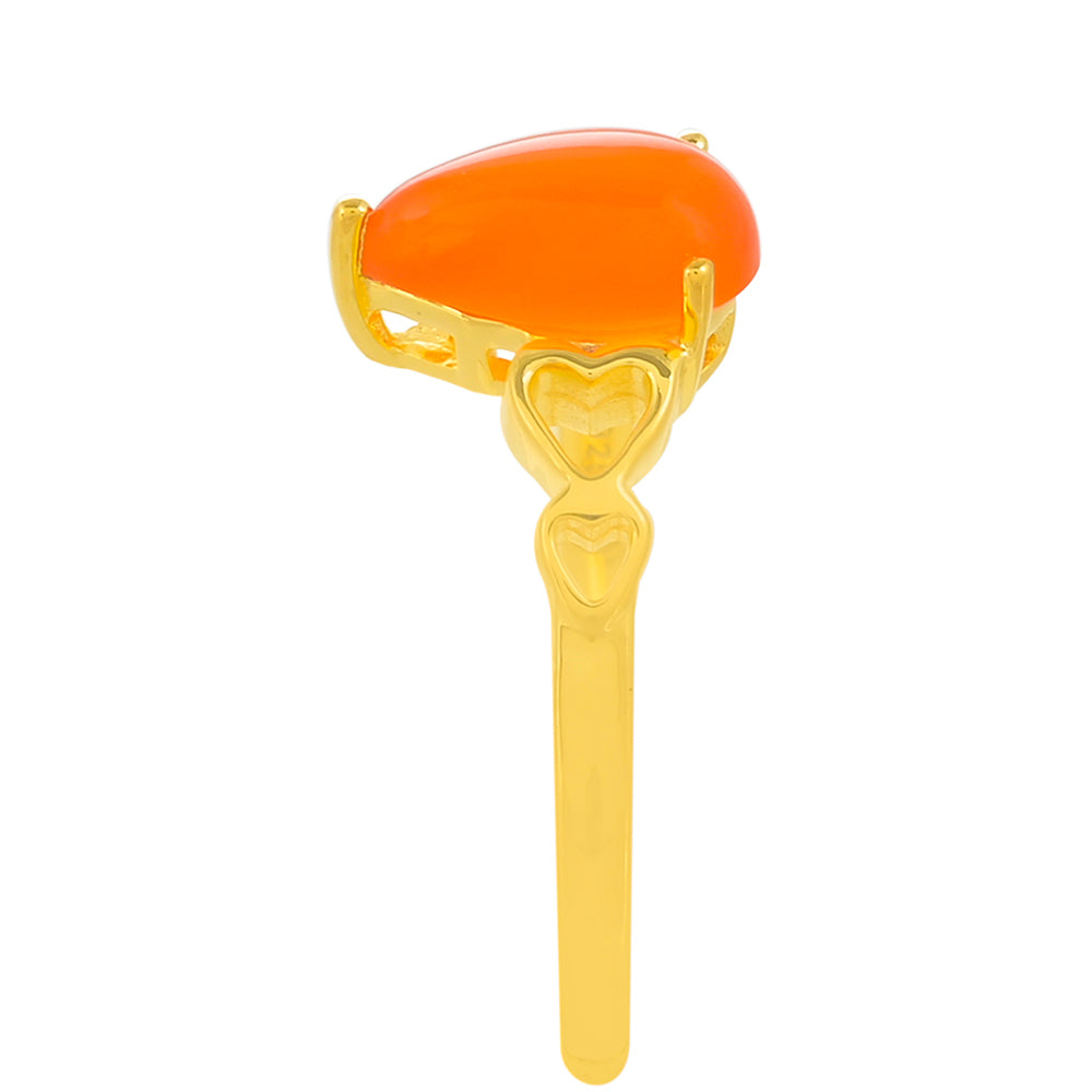 Pozlacené Stříbro 925/1000 - Prsten s Karneolem - Karátové číslo: 1.01. přibližná hmotnost: 2.28 gramů 3 