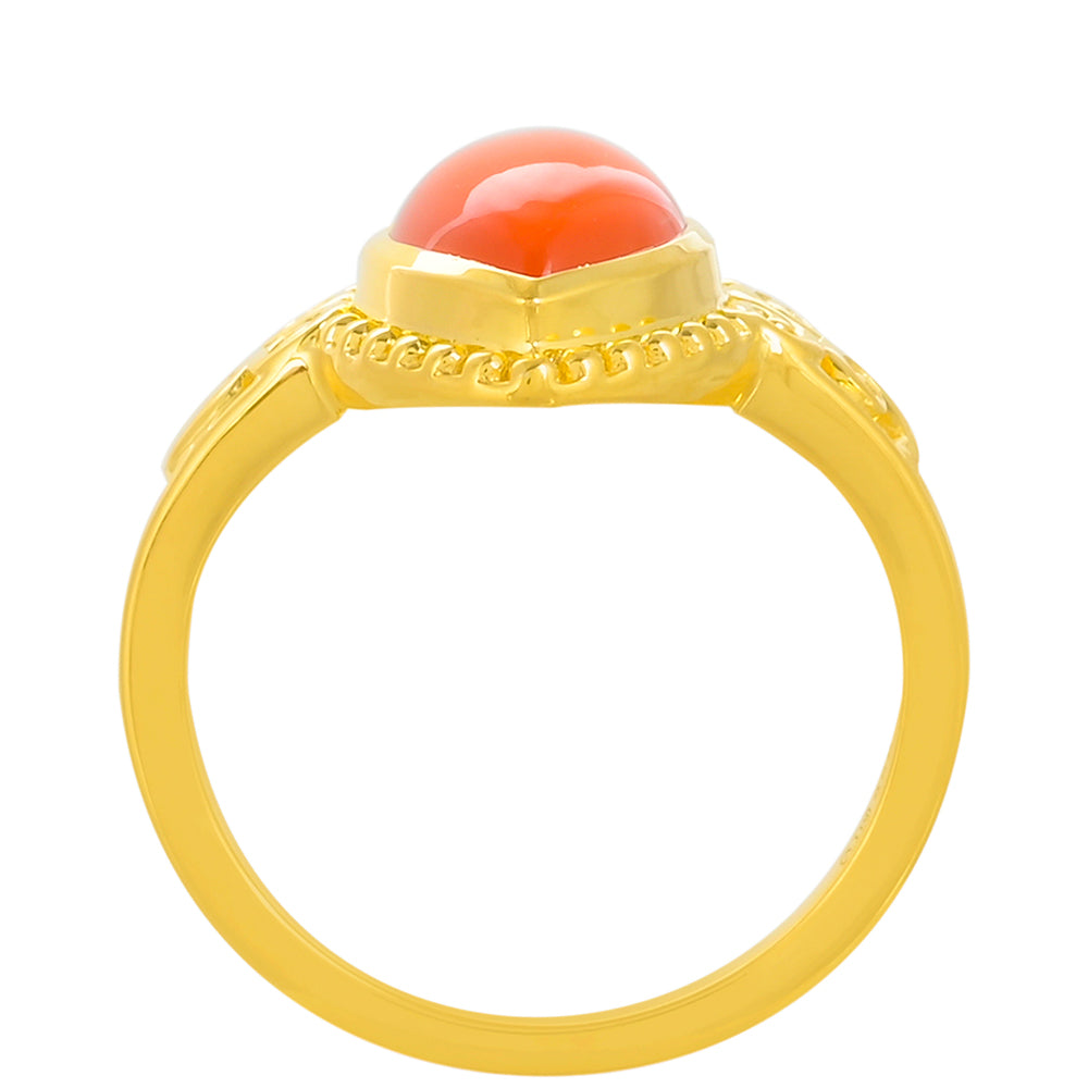 Pozlacené Stříbro 925/1000 - Prsten s Karneolem - Karátové číslo: 4.07. přibližná hmotnost: 4.14 gramů 4 