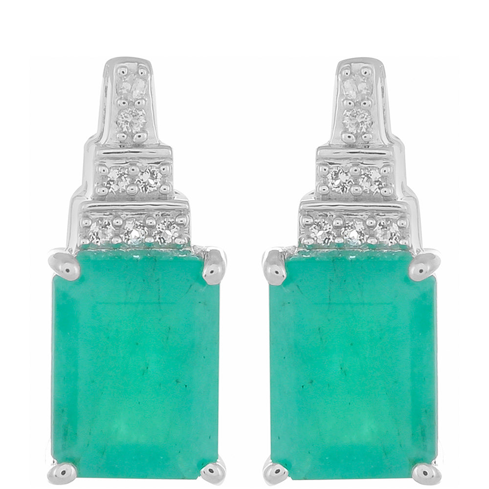 Stříbrné Náušnice s Brazilským Smaragdem a Bílým Topazem 1 