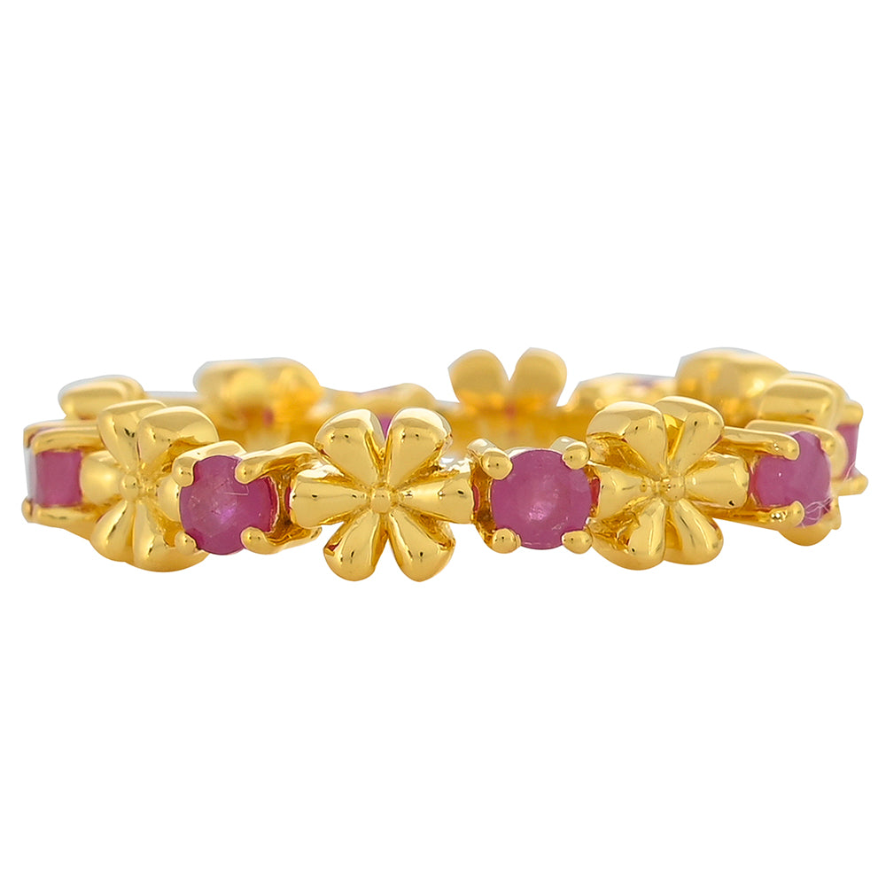 Pozlacený Stříbrný Prsten s Thajským Rubínem