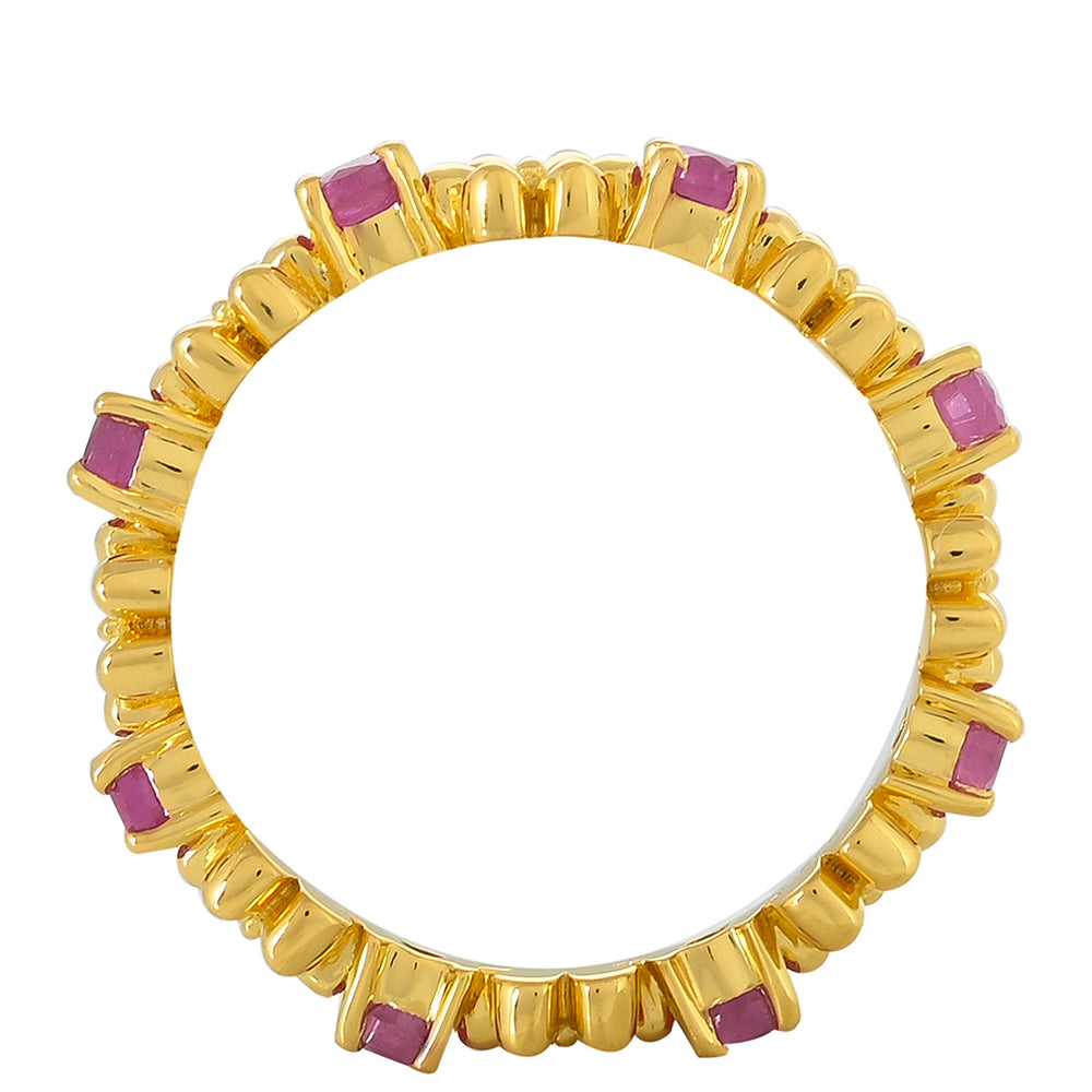 Pozlacený Stříbrný Prsten s Thajským Rubínem 4 