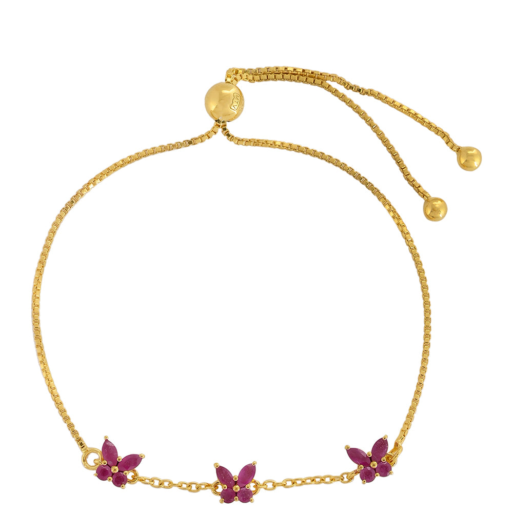 Pozlacený Stříbrný Náramek s Thajským Rubínem 1 