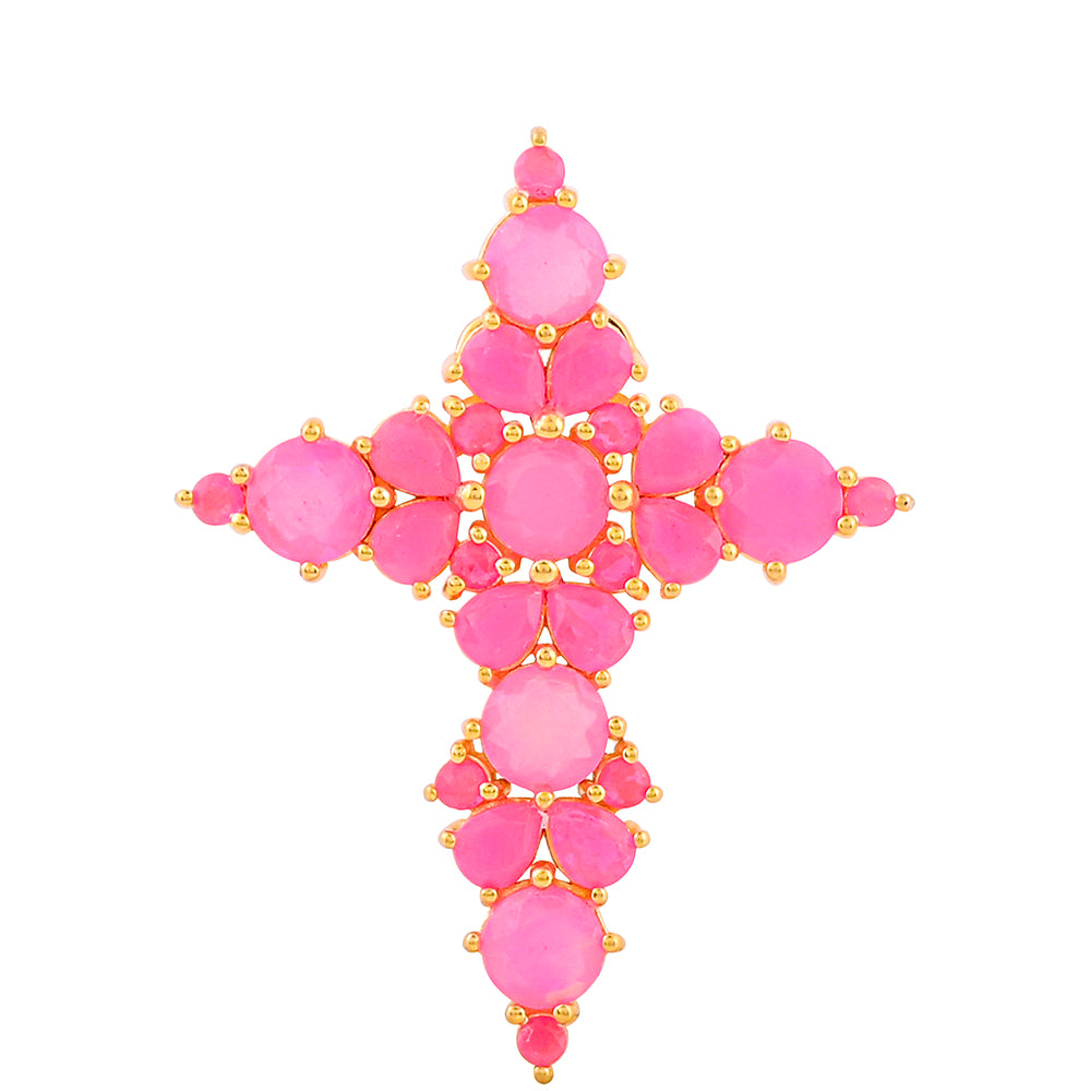 Pozlacený Stříbrný Přívěsek s Etiopským Neónově Růžovým Opálem 1 