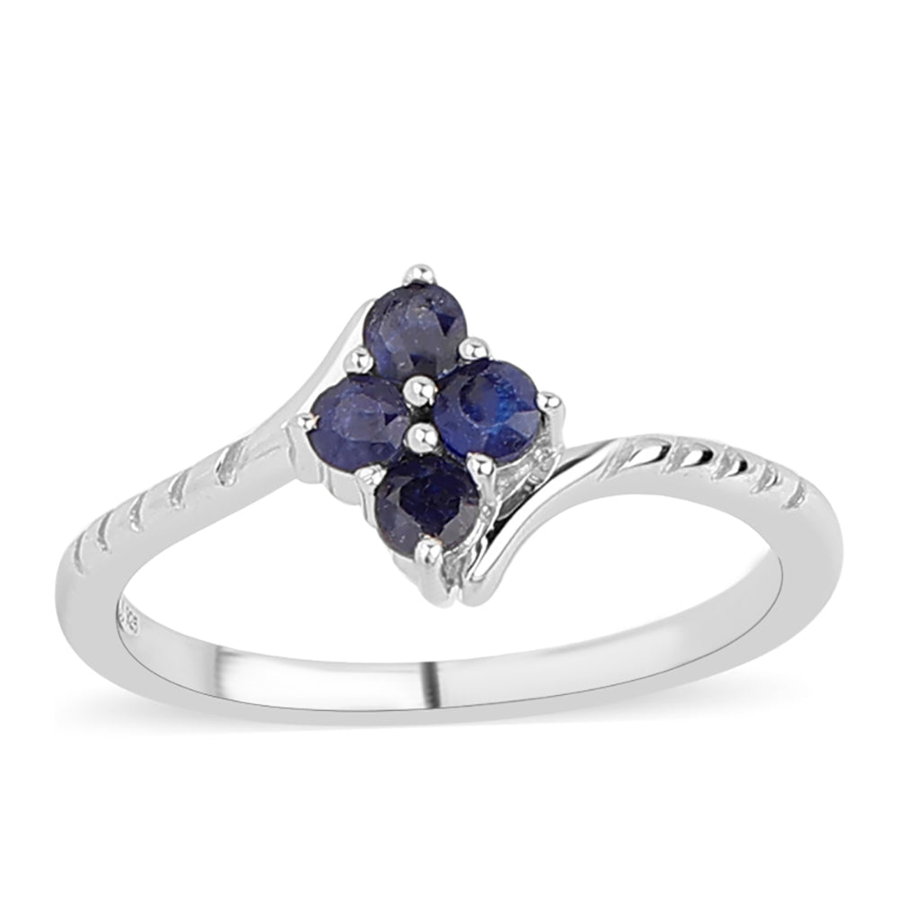 925 / 1000 Sterlingové Stříbro Prsten s Modrým Safírem