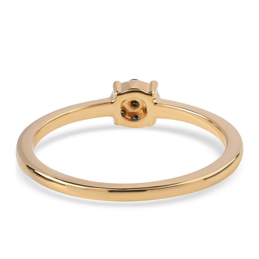 Pozlacené Stříbro 925/1000 - Prsten s Modrým Diamantem - Karátové číslo: 0.11. přibližná hmotnost: 1.71 gramů 3 