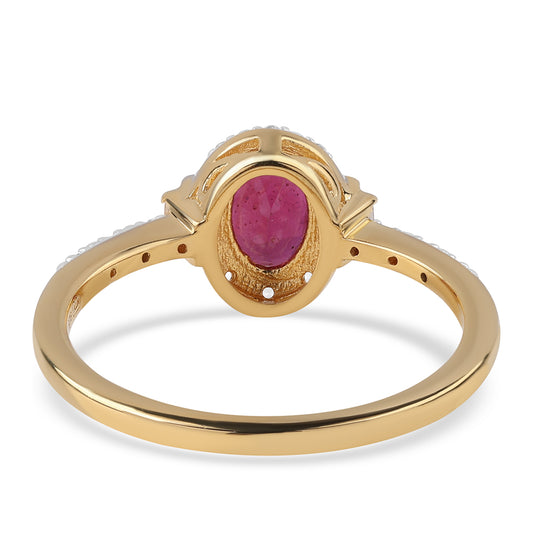 Pozlacený Stříbrný Prsten s Mozambickým Rubínem a Bílým Topazem