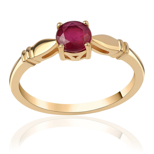 Pozlacené Sterlingové Stříbro 925 / 1000 - Prsten s Mozambickým Rubínem