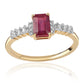Pozlacené Sterlingové Stříbro 925 / 1000 - Prsten s Mozambickým Rubínem a Bílým Topazem