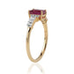 Pozlacené Sterlingové Stříbro 925 / 1000 - Prsten s Mozambickým Rubínem a Bílým Topazem