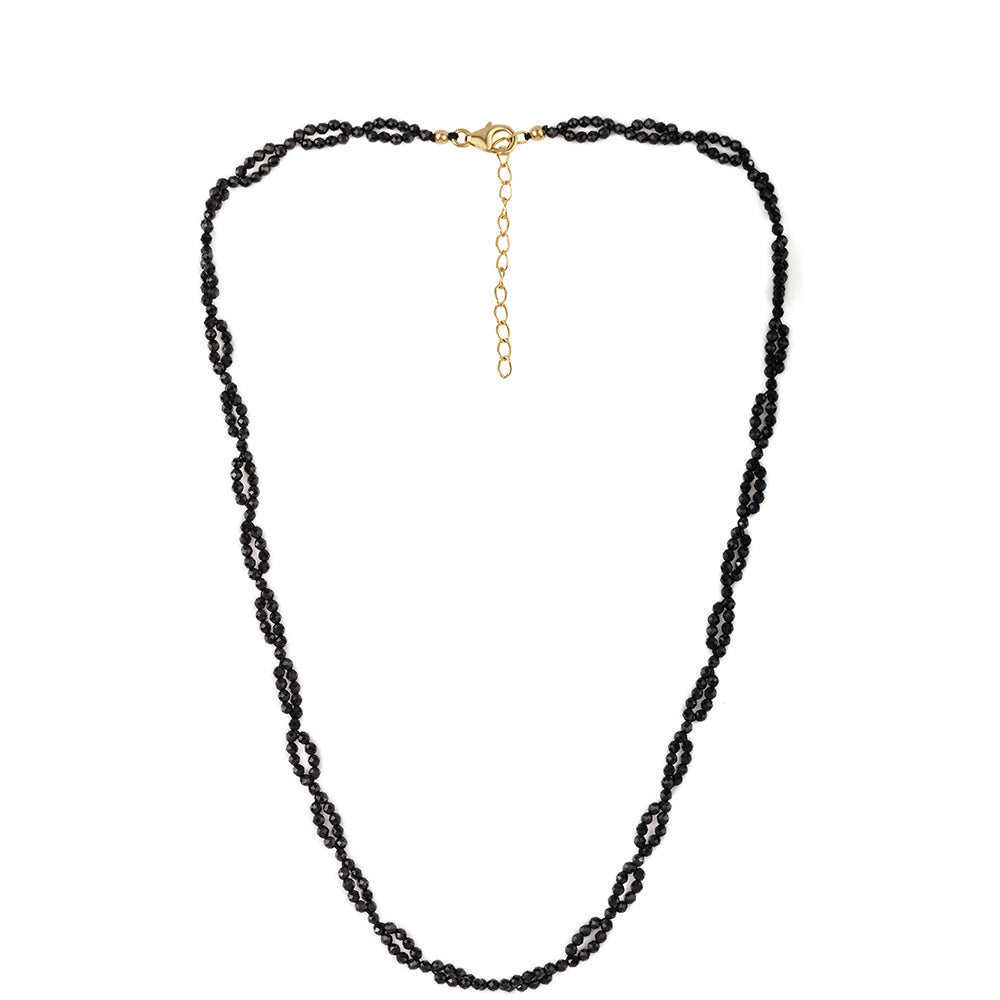 Pozlacené Stříbro 925/1000 - Náhrdelník s Černým spinelem - Karátové číslo: 30.75. přibližná hmotnost: 7.08 gramů 2 