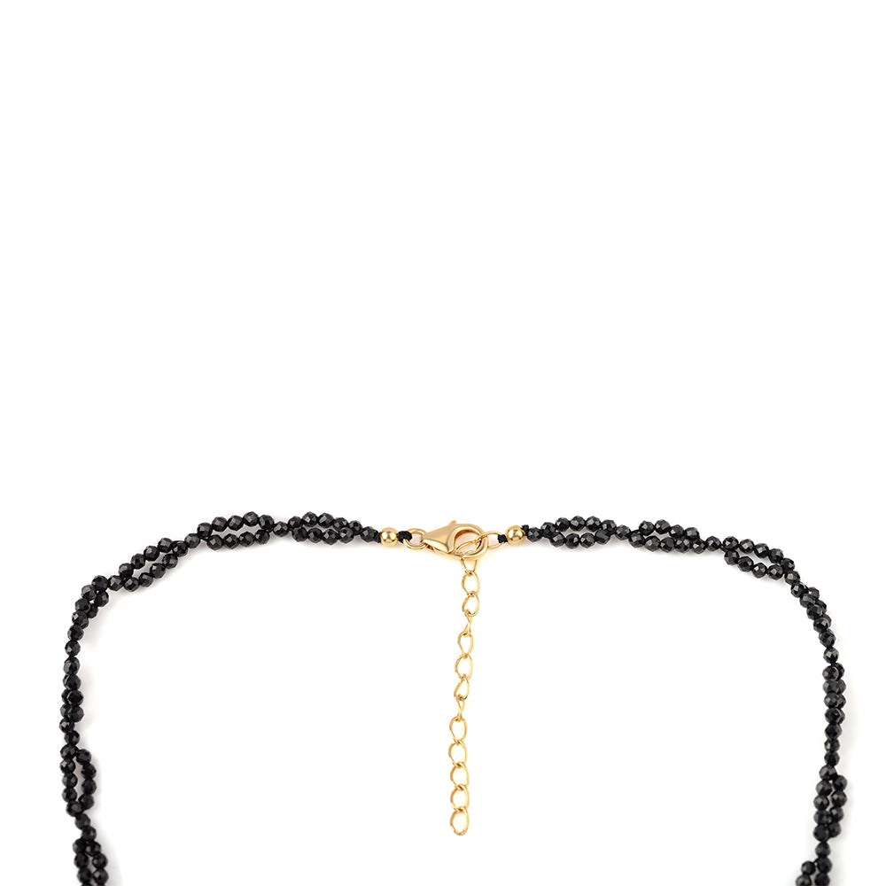 Pozlacené Stříbro 925/1000 - Náhrdelník s Černým spinelem - Karátové číslo: 30.75. přibližná hmotnost: 7.08 gramů