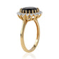 Pozlacený 925 / 1000 Sterlingové Stříbro Prsten s Černým spinelem a Bílým Topazem