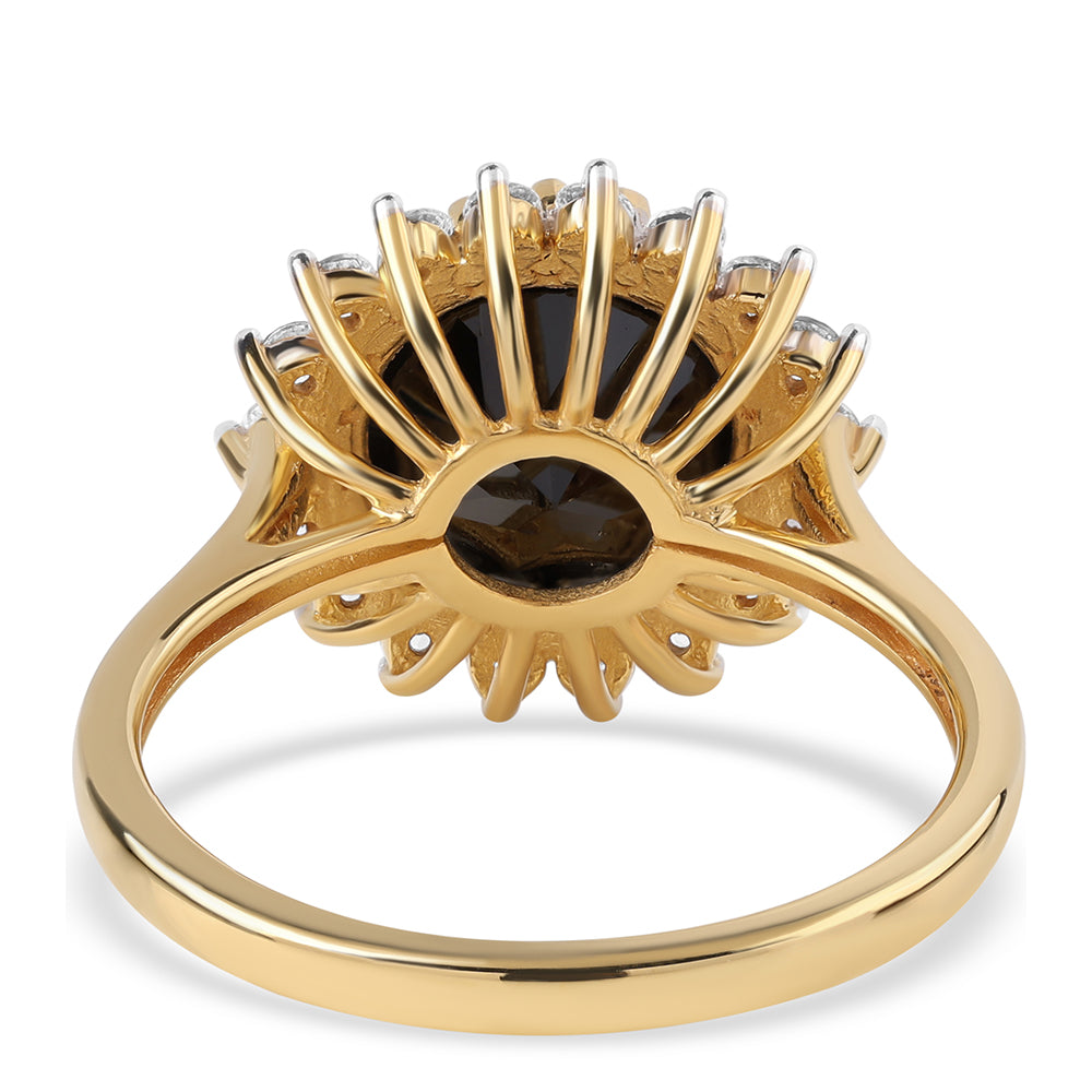 Pozlacený 925 / 1000 Sterlingové Stříbro Prsten s Černým spinelem a Bílým Topazem 3 