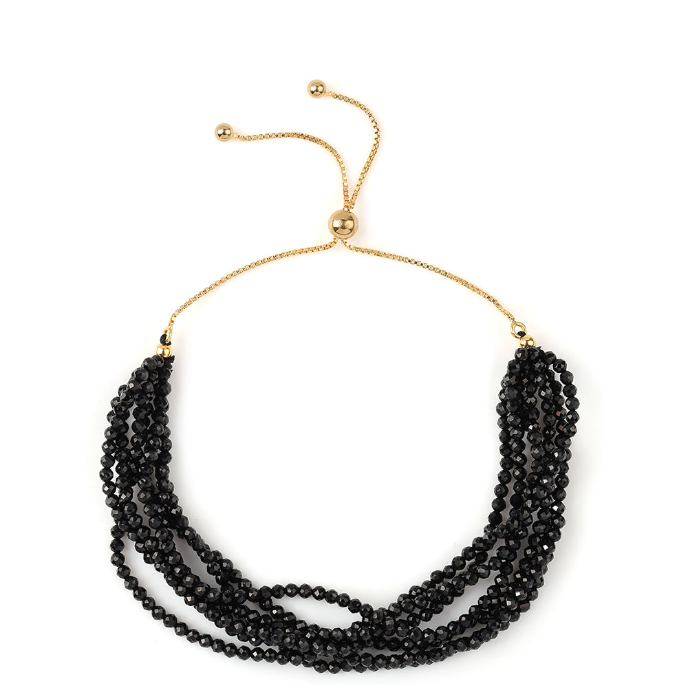 Pozlacený 925 / 1000 Sterlingové Stříbro Náramek s Černým spinelem